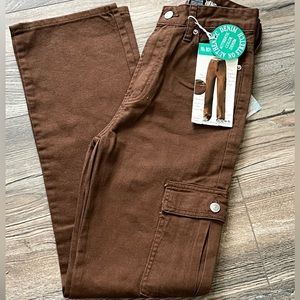 90s Boyfriend CARGO Jean PANT Women Authentic Color Denim size 0/24 New with Tag